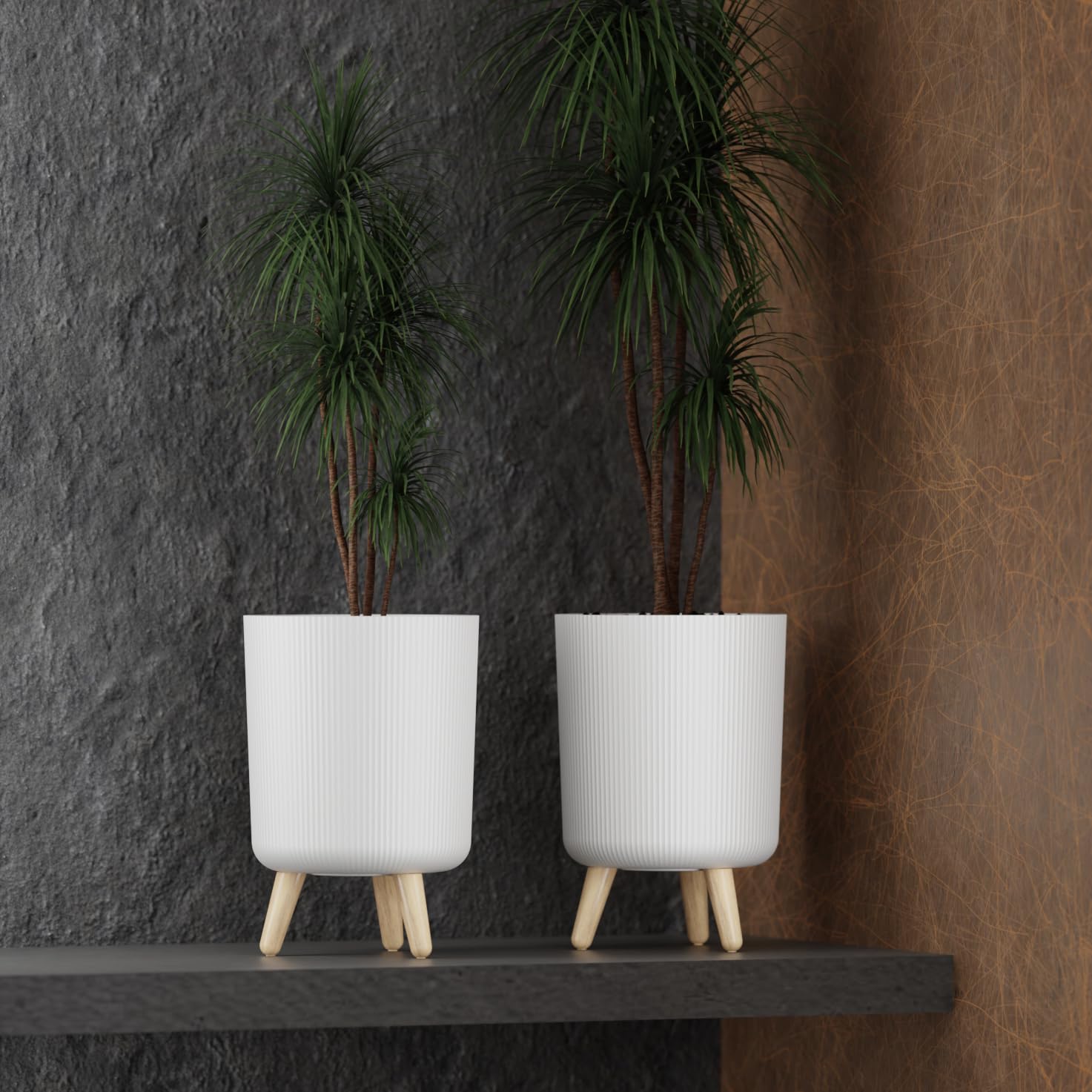 Modern White Flower Pot with Plastic Legs