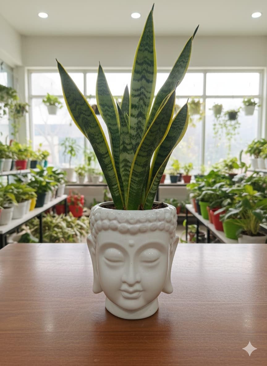 Ceramic Buddha Head Planter Pot, White