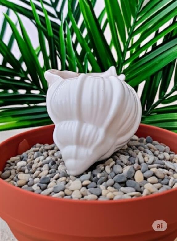 Conch Shell Ceramic Planter Vase